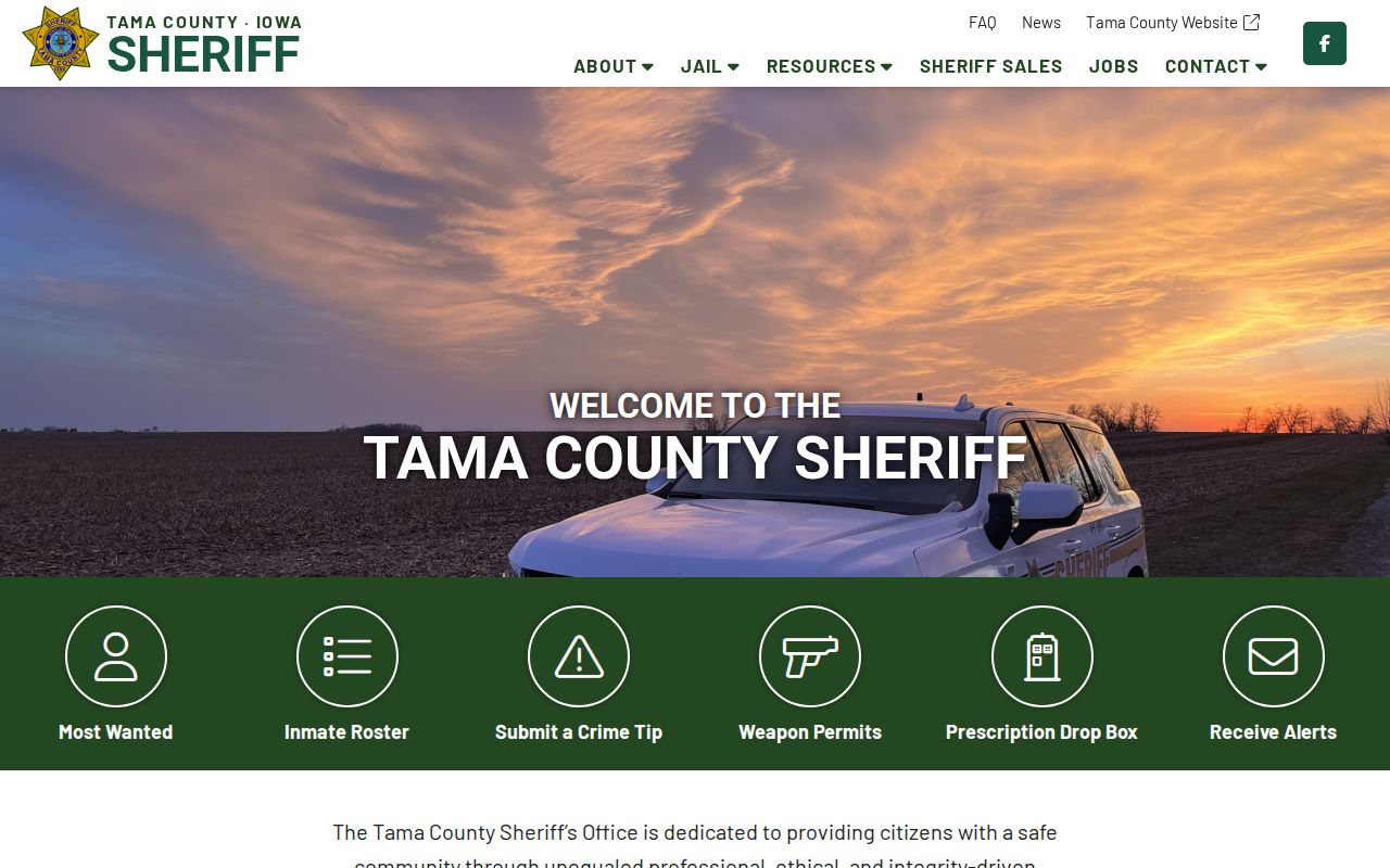 Tama County arrest lookup through the official sheriff office