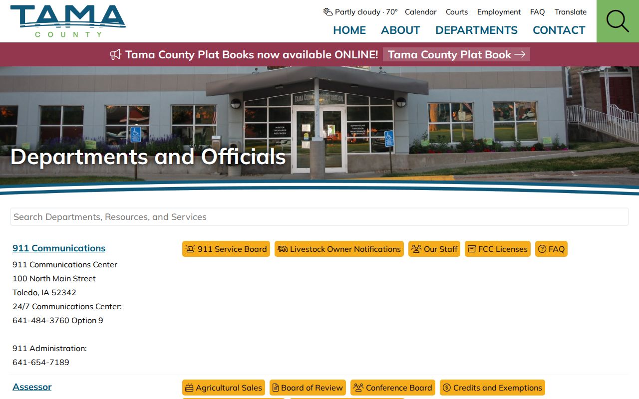 Tama County criminal history department directory