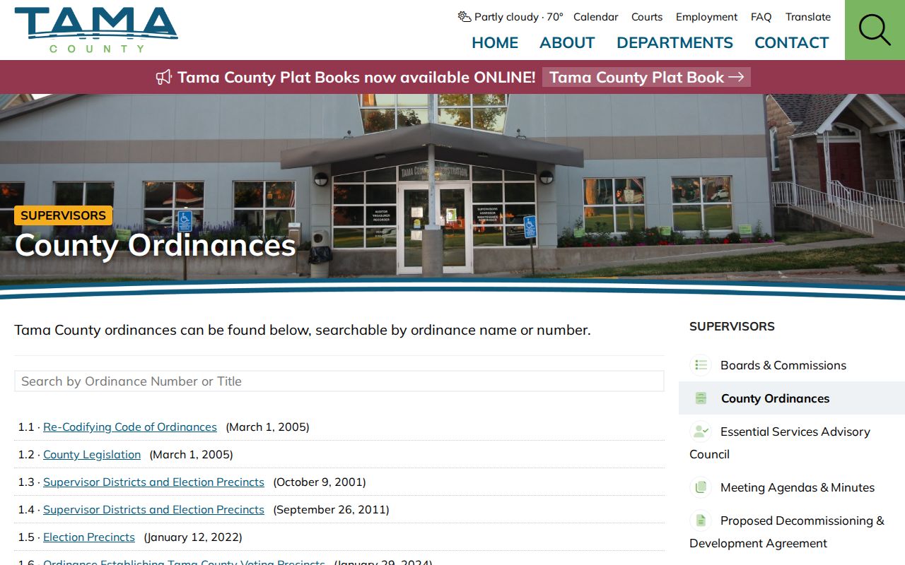 Tama County criminal records and open records ordinances