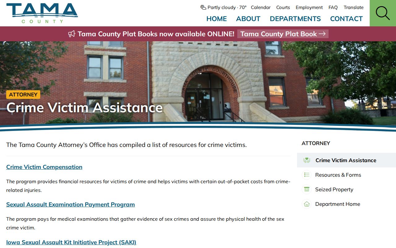 Tama County criminal case victim assistance resources